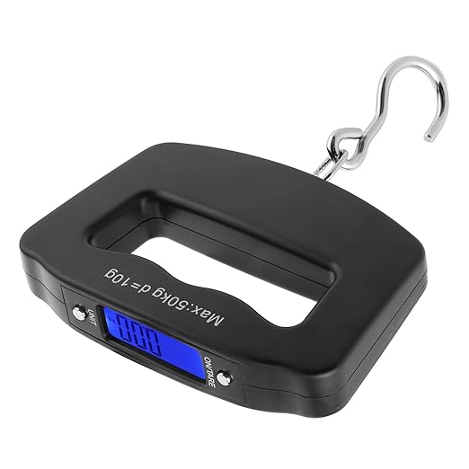 Digital Luggage Scale, Portable Electronic Hanging Scale with LCD Display, 110 lb/50 kg Capacity for Travel