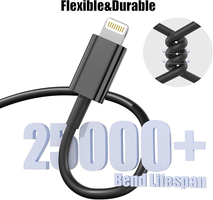 Cveael Car Carplay Cable, 3FT USB A to Lightning Cable Compatible for iPhone 14 13 12 11 Pro Max XR XS X 8 7 6 Plus SE iPad Charger Car Charging Cord (Black)