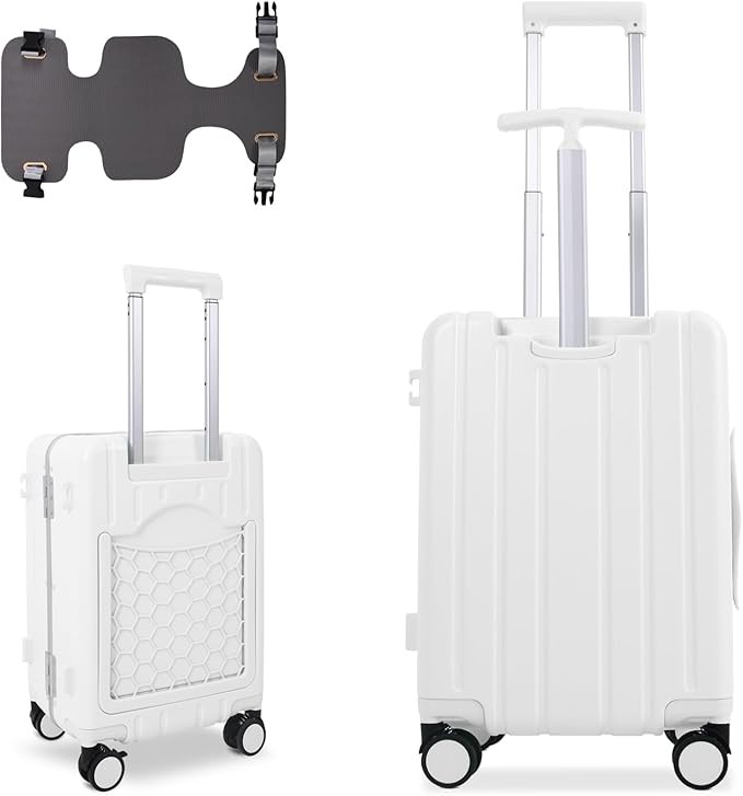 Apelila 20" Ride-On Suitcase with Seat, Double Handle Carry On Luggage with Mesh Pocket & Side Hooks, Hard Shell Spinner Wheels, TSA Lock & Seat Belt