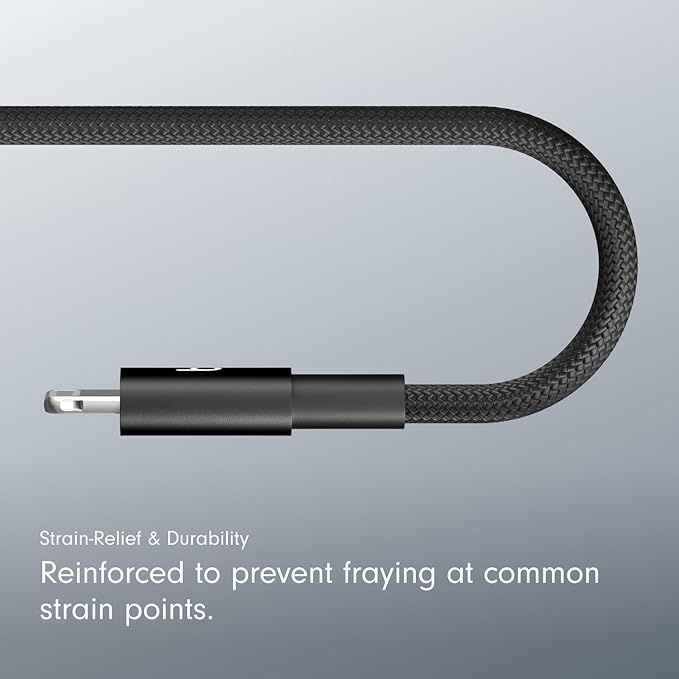 Beats USB-C to Lightning Woven Cable Fast Charging Durable/Tangle-Free Compatible Charger for Apple Devices w Lightning Ports (1.5 m, 5 ft) - Bolt Black