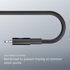 Beats USB-C to Lightning Woven Short Cable Fast Charging Durable/Tangle-Free Compatible Charger for Apple Devices w Lightning Ports (8 in, 20 cm) - Bolt Black