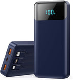 Portable Charger Power Bank 40800mAh with 3 Built-in Cables,25W Fast Phone Charging Portable Battery Pack,5 Outputs Travel Essentials Outdoor External Battery for iPhone 17/16,Galaxy Android etc-Blue