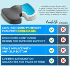 ComfiLife Premium Gel & Memory Foam Seat Cushion – Doctor Recommended Office Chair Cushion, Car Seat Cushion – Chair Cushions for Back & Sciatica Pain Relief – Seat Cushions for Office Desk (Charcoal)