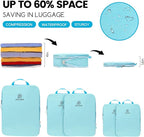 PFEYRPK Lightweight Compression Packing Cubes for Suitcases, Compressible Expandable Travel Packing Organizer with Clear Toiletries and Backpack Bag, Travel Essentials for Carry on Luggage 7 Set