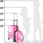 iPlay, iLearn Unicorn Kids Luggage, Girls Carry on Suitcase, 18" Hardside Travel Luggage Set W/Backpack, Toddler Rolling Luggage W/ 4 Spinner Wheels, Children Holiday Birthday Gift