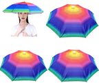 3 Pack Umbrella Hat, Sports Head Umbrella Hats for Adult Women, 26" Diameter Folding Waterproof Rainbow Fishing Headwear for Outdoor Party Beach Hiking