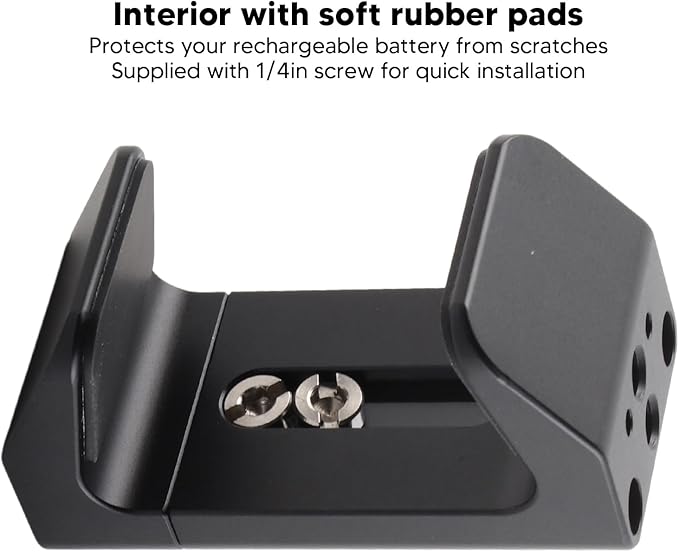 Aluminum Power Bank Holder, Power Bank Mount Clamp for Portable Power Banks with Width Range from 50mm to 75mm, with 1/4 Screw Hole, Cold Shoe Mount