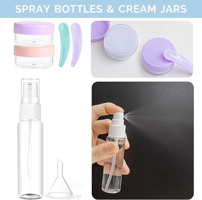 DEWSENSI 20 Pack Travel Bottles Set for Toiletries, TSA Approved Leak Proof Travel Size Containers Kit Portable Refillable Travel Accessories for Shampoo Conditioner Lotion Liquids (Multicolor B)