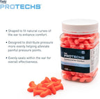 Flents Protechs Foam Ear Plugs, Contoured for Comfort, Ideal for Work with Loud Noise, Heavy Machinery, Construction, Studying & Traveling, NRR 32, Orange, Easy to Use, 100 Pair