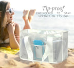 Fammart Iridescent Clear Beach Bag for Women, Jelly Tote Bag Waterproof Sandproof Pool Bag Cruise Vacation Essentials