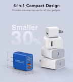 [2Pack]40W USB C Super Fast Charger Cube,PD + QC Charging Block Power Adapter 4 Port Wall Mount Plug for iPhone 17 16 15 14 13 12, Motorola, LG, Google Pixel 6a/6 Pro/6/5a/5/4/4A Box Brick (Dark Blue)
