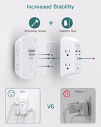 Addtam USB Wall Charger Surge Protector, 5 Outlet Extender with 4 USB Charging Ports 3 Sided 1800J Power Strip Multi Plug Outlets, Wall Adapter Spaced for Home Office, PD 20W
