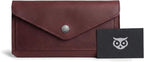 Hide & Drink, Full Grain Leather Large Female Wallet, Travel Organizer for Women, Vintage Money and Card Holder, Handmade, Sangria
