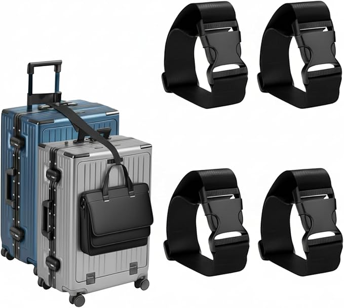 Frienda 4 Pcs Luggage Straps Add a Bag Luggage Connector Straps for Suitcase Travel Accessories Essentials to Connect Two Suitcase Adjustable Belt