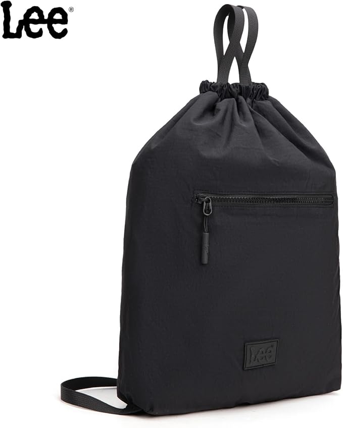 Lee Drawstring Backpack Bag Lightweight Small Gym Swim Beach Bag Water Resistant Sports Sackpack for Men Women, LEE48-002BK