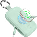 RORRY CharmGo Portable Charger, 5000mAh Portable Charger Power Bank with Built-in Cables, Travel Keychain Battery Pack for Apple Watch and iPhone Air/17/16/15/14/13/12, Green