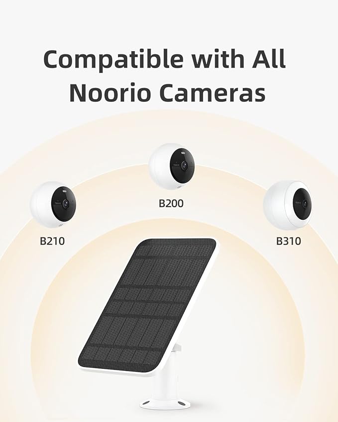 Noorio 3W Solar Panel for Security Camera Outdoor Wireless, Compatible with Outside Battery Camera B200 & B200-SE Series - Solar Camera Charger with 10ft Cable, IP 65 Waterproof, 360° Rotation