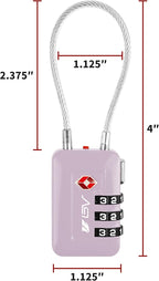 TSA Accepted Luggage Travel Lock, Set-Your-Own Combination Lock for School Gym Locker, Luggage Suitcase Baggage Locks, Filing Cabinets, Toolbox, Case (Purple, 2 Pack)