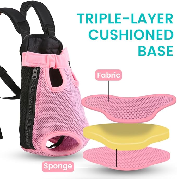 Mosago Dog Backpack Carrier, Pet Sling Front Backpack for Small Medium Dogs 10-16 Lbs, Legs Out, Adjustable Wearable Puppy Chest Travel Bag, Thick Straps & Cushion, Easy-Fit for Hiking/Walking/Camping