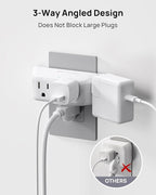TROND Outlet Extender Surge Protector - Multi Plug Wall Outlet with 4 Grounded Sockets, 3 Way Angled Plug Adapter, 900J, Electrical Wall Splitter for Bathroom Kitchen Office, White