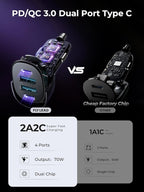 Fast Car Charger FLYLEAD 90W 4 Ports Car Charger [A Must for Family Travel] Super Fast USB C Charge Adapter for iPhone 17/16/15 Pro Max Plus
