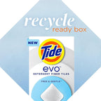 Tide evo Free & Gentle Tiles Fragrance Free Hypoallergenic Laundry Detergent Fiber Tiles for Sensitive Skin Works on 100% of Common Stains Safe for All Machines & Water Conditions,40 Count (Pack of 4)