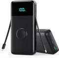 AONIMI Portable Charger 40800mAh Power Bank with 2 Built in Cables, 25W PD QC4.0 Fast Charging USB C Battery Pack, 5 Output 2 Input Phone Charger for iPhone 17/16/15,Android (Black)