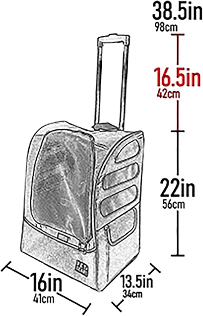 Pet Gear I-GO2 Plus Traveler Roller Backpack, Travel Carrier, Car Seat for Cats/Dogs, Mesh Ventilation, Included Tether, Telescoping Handle, Storage Pouch, Onyx