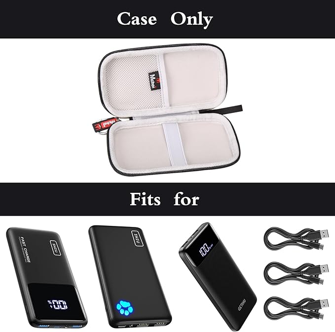 Mchoi Hard Case Suitable for INIU Portable Charger 22.5W PD3.0 QC4.0 Fast Charging, Waterproof Shockproof Portable Phone Charger Protective Case, Case Only, Black