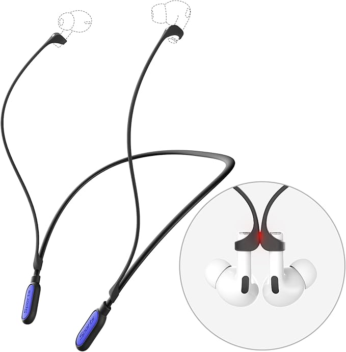 Ultra Strong Magnetic Compatible Airpod Pro Strap Anti-Lost Cord Sports Lanyard Compatible with Airpods 4 3 2 1 Pro 3 2 1, Black with Dark Blue