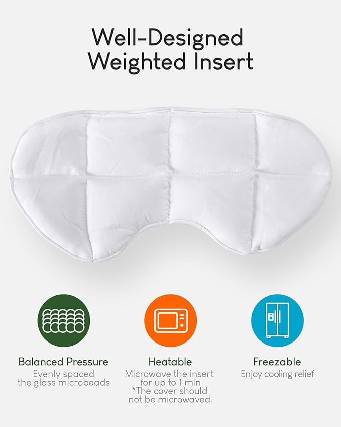 Sivio Weighted Eye Mask for Sleeping, Cooling & Cozy Reversible Blackout Sleep Mask for Women & Men, Microwave Freezable Heavy Blindfold for Migraine, Travel, Meditation, Mothers Day Gift 0.55lb, Grey