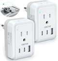 2 Pack Brazil Power Adapter, VINTAR Foldable Type N Plug Adapter with 2 AC Outlets 3 USB Ports (2 USB C), Brazil Outlet Plug for US to Brazilian