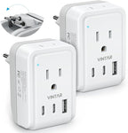 2 Pack Brazil Power Adapter, VINTAR Foldable Type N Plug Adapter with 2 AC Outlets 3 USB Ports (2 USB C), Brazil Outlet Plug for US to Brazilian