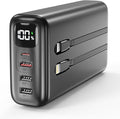 51000mAh Portable Charger with Built-in USB-C & Lightning Cables, 22.5W Fast Charging Power Bank, High Capacity Battery Pack for iPhone, Samsung, Android, Travel, Camping