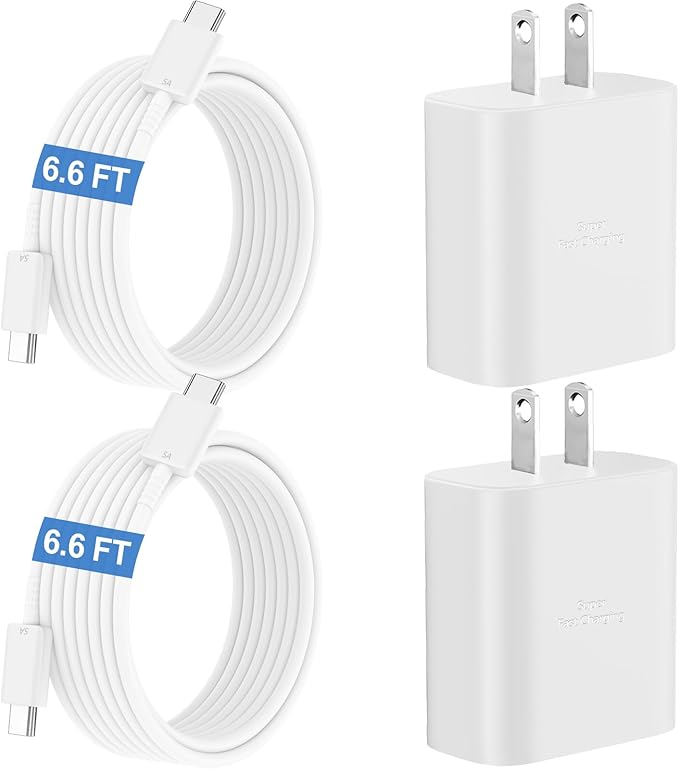45W Super Fast Charger USB C Android Phone Type C Charger Fast Charging Block with 6.6FT Cord for Samsung Galaxy S26/S26 Ultra/S26+/S25 Ultra/S25/S24 Ultra/S24/S23 Ultra/S22/S21/S20/Note 10, White