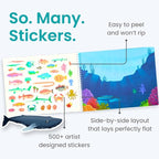 Ocean 500+ Kids Sticker Book by Cupkin Toddler Airplane Travel Activity Coloring and Sticker Book, Road Trip Essentials, 12 Coloring Pages 12 Scenes for Ages 2–8 Years