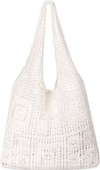 WantGor Crochet Bags, Beach Mesh Tote Bag Womens Shoulder Shopping Handbag Casual Travel Totes Bag Foldable Hobo Bags