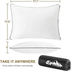 Ivellow Travel Pillow Camping Pillow for Sleeping Small Cooling Shredded Memory Foam Pillow Compressible Compact Medium Firm,Breathable Soft Cover,Outdoor Car Backpacking Hiking Essential Gear White M