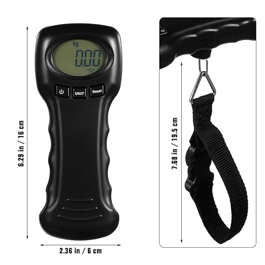 BESPORTBLE Portable Digital Luggage Scale with Hook, Compact Travel Suitcase Weight Scale, Lightweight, Accurate LCD Display, Battery Not Included, Black