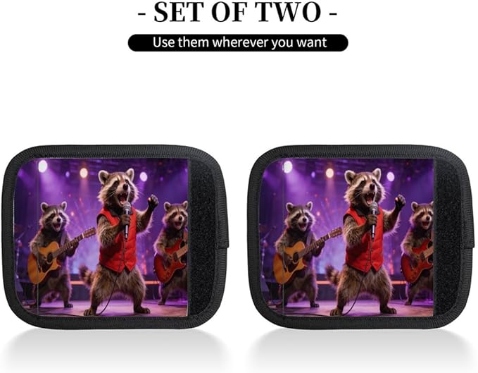 2 Pack Luggage Handle Wrap with Travel Tags - Non-Slip Protective Cover Soft Handle Grips Covers for Suitcase(Funny Red Pandas)