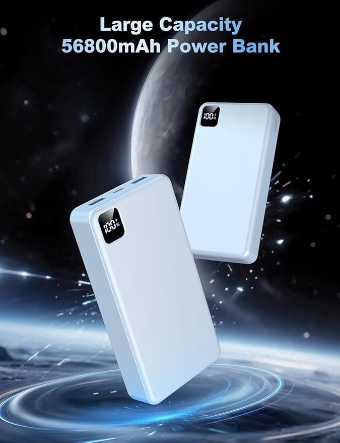 Portable Charger Power Bank, 56800mAh Battery Pack, 22.5W Fast Charging Portable Phone Charger for Camping Travel Essential Compatible with iPhone 17/16/15/14/13 Series, Samsung, Google,iPad-White