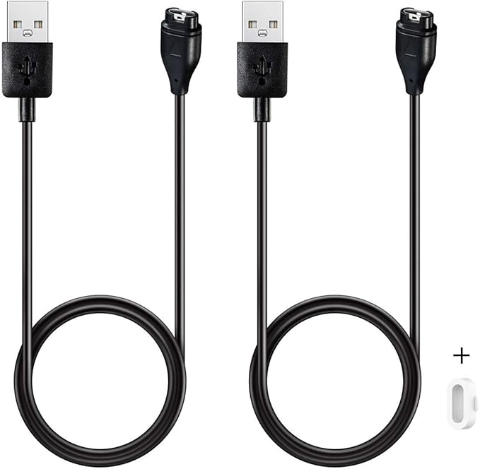 Charger for Garmin Vivoactive 6 5 4 4S 3, Replacement Charging Cable Cord Plus a White Silicone Charger Port Anti Dust Plug for Garmin Vivoactive Smart Watch (2Pack)