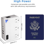 250W Conversion Plug, International Travel Converter with 2 USB and 2 USB-C Ports, lowering 220V to 110V for 100V-240V Areas and Different Countries Plugs Using US Electrical Devices
