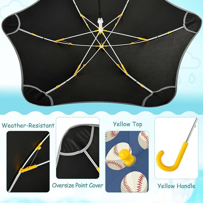 ALAZA Kids Umbrella Stick Umbrellas Cute Umbrella for Boys Girls Toddler UV/Sun Rain Windproof