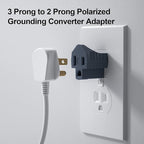 3 Prong to 2 Prong Adapter, Polarized Grounding Converter, 3-Prong Plug Adapter, ETL, Grey, 4 Pack
