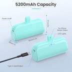 Mini Portable Charger Power Bank for iPhone,5200mAh Portable Phone Charger, Ultra-Compact PD Fast Charging Battery Pack Compatible with iPhone 14/14 Plus/Pro Max/13/12/12 Mini/11/XS/XR/X/8/7/6/6s