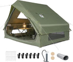 VINGLI Inflatable Camping Tent, All-Weather Inflatable Hot Tents with Stove Jack, Blow Up Tent for Camping with Mesh Doors & Windows, Inflatable Air Tents for Camping Adult