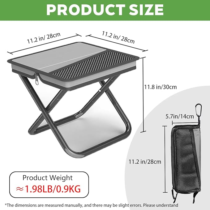 Portable Ultralight Collapsible Stool,Camping Chair,Handbag Style Pocket Foldable Stool for Camping Travel Fishing Hiking and Outdoor Activities(Gray)