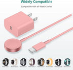Upgraded Apple Watch Charger, Magnetic Fast Charger, USB C Charger Block Plug Adapter with 6FT iWatch Portable Wireless Fast Charging Cable Cord for iWatch Series Ultra/9/8/7/6/SE/SE2/5/4/3 Pink