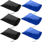 6 Pack Waterproof Nylon Shoe Bags Travel Bags for Men Women (Black+Blue, 15.1"(L) x12.2"(W))